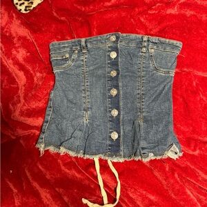 BDG Blue Denim Mini Skirt with Button Detail
